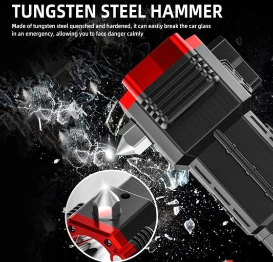 High-power Led Torch Light Rechargeable Flashlight And Multifunctional Hammer+Powerbank